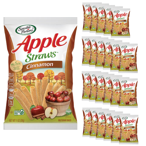 Sensible Portions Apple Straws, Cinnamon, Snack Size, 1 Oz (Pack of 24)