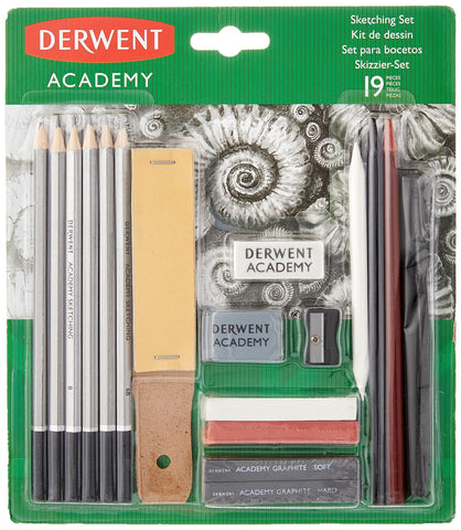 Derwent Academy Graphite Sketching Set, Drawing & Writing, Set of 19, Starter Kit, Pencils H-6B with Sharpener, Ideal for Sketching, Academy Quality, 2300365