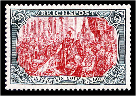 EXTREMELY RARE ORIGINAL WW1 GERMAN 5 MARK STAMP (MINT NEVER HINGED) FOUNDING OF GERMAN EMPIRE1871!