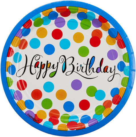 Amscan Round Plates | Multi Color Collection | Birthday Multicolor | 741536 7"