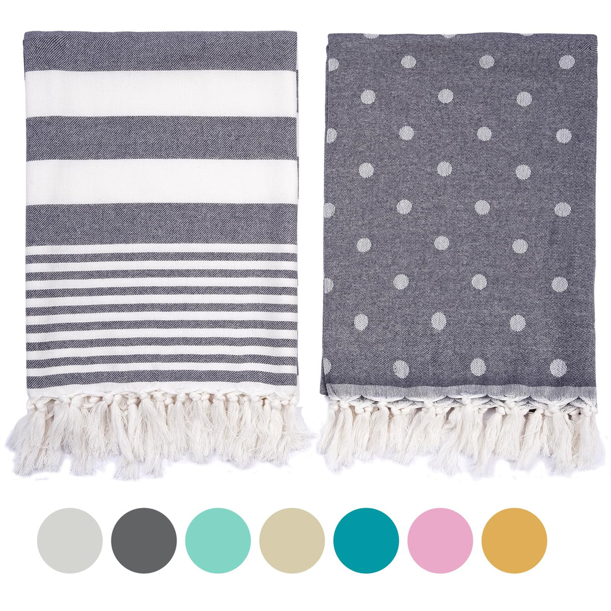 Plauthus Beach Towels 2 Pack-39” x 71”-Oversized & Sand Proof & Quick Dry & Compact-Extra Lager Cotton Beach Towels for Adults on Beach, Bath, Pool, Travel, Yoga, Camping-Gray