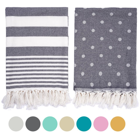 Plauthus Beach Towels 2 Pack-39” x 71”-Oversized & Sand Proof & Quick Dry & Compact-Extra Lager Cotton Beach Towels for Adults on Beach, Bath, Pool, Travel, Yoga, Camping-Gray