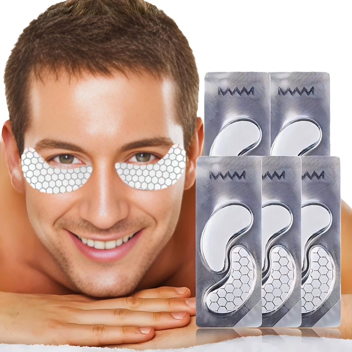 Generic Eye Masks for Dark Circles and Puffiness - Under Eye Gel Patches - Hydrogel Cooling Effect to Calm Fatigue - Anti-Wrinkle Eye Masks w/Hyaluronic Acid, Rock Rose Serum & Caffeine [5-Pack]