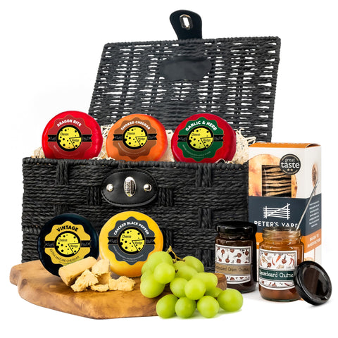 Cheese Hamper Ideal Cheese Gift Set | 5 Artisan Cheeses + 2 Chutneys & Crackers Box