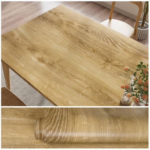 VEELIKE Natural Oak Wood Contact Paper Peel and Stick Brown Wood Wallpaper Waterproof Wood Grain Contact Paper for Countertops Cabinets 15.7''x118'' Adhesive Light Wood Vinyl Wrap for Walls Desk Table