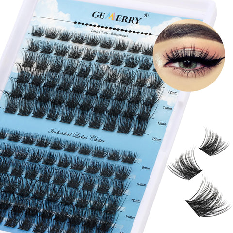 GEMERRY Lash Clusters 120 Cluster Lashes Individual Lashes Eyelash Clusters Lash Extension D Curl Lashes Mixed Tray 8-16mm Cat Eye Diy Eyelash Extensions?C09-0.07D, Mix8-16?