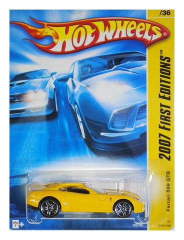 2007 New Models -#14 Ferrari 599 GTB Yellow #2007-14 Collectible Collector Car Mattel Hot Wheels 1:64 Scale