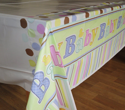 Amscan Lovely Tiny Bundle Baby Shower Plastic Party Table Cover, 54 x 102, Multi