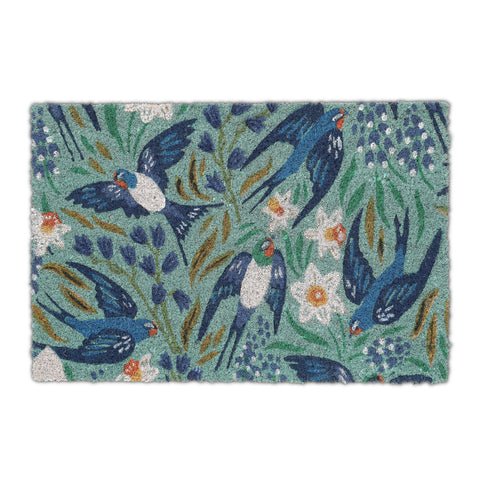 Relaxdays Colourful Swallows Flowers Birds Welcome Doormat, 40x60 cm, Door Mat Inside & Outside, Non-Slip, Multicoloured