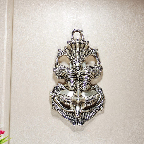 KridayKraft Metal Nazar Battu with Naag Ganesha for Evil Eye Protection and Nazar Suraksha (Bad Eye), Suraksha Kawach Mask for Home,Office Wall & Door Hanging Decor Accessories . (Silver)