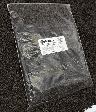 HERONS - Premium Sturgeon Pellets, 3mm Premium Fish Food, For all Sturgeon Species, Sterlets, Improves Growth and Enhances Immune System, High Protein, Sinking Pellets - 1Kg