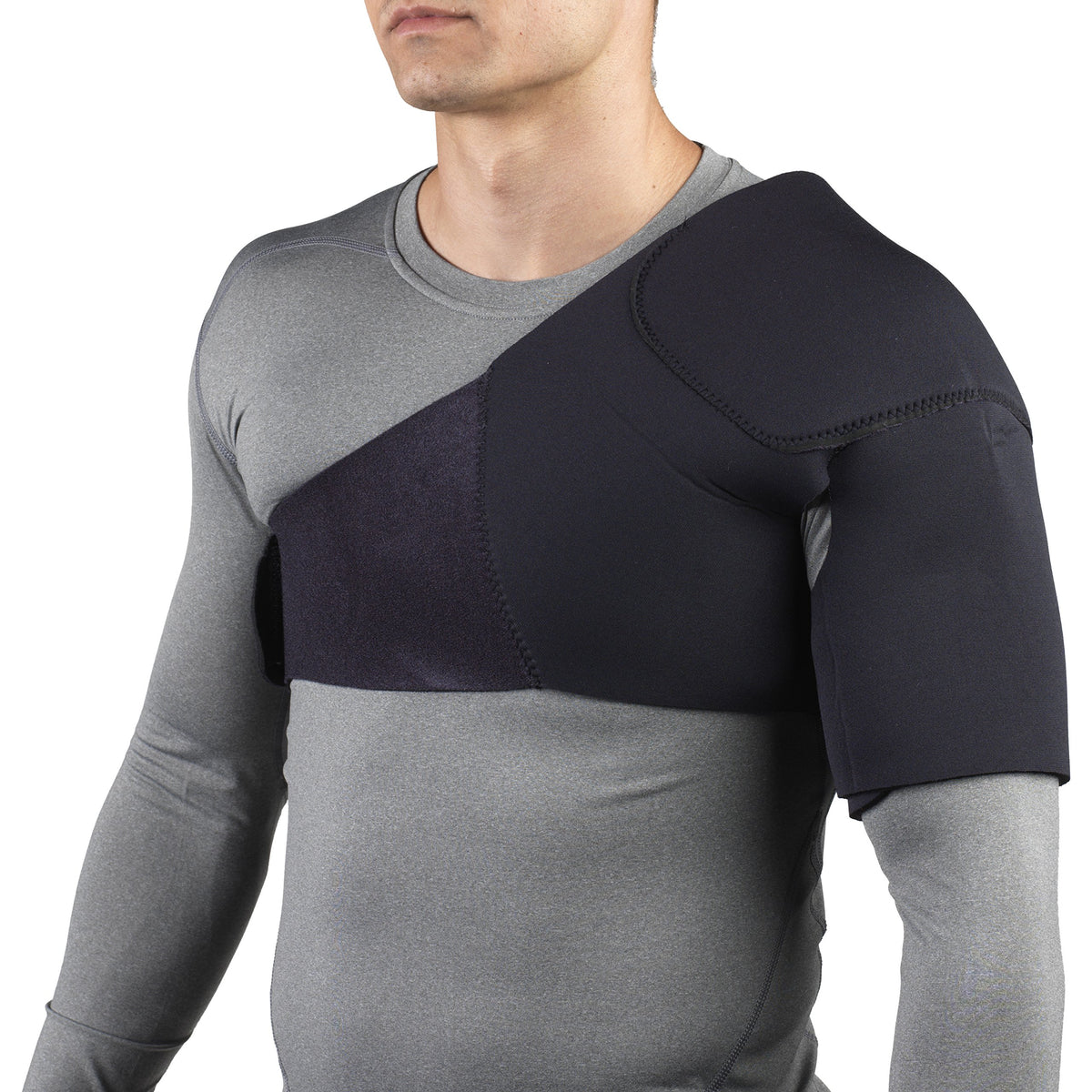 OTC Shoulder Support Brace and Post-Surgical Neoprene Protector, Black, Large