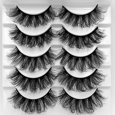 Uzzi LashesÃƒÆ’Ã†â€™ÃƒÂ¢Ã¢â€šÂ¬Ã…Â¡ÃƒÆ’Ã¢â‚¬Å¡Ãƒâ€šÃ‚Â® | Faux Mink 5D,5 PAIR PACK | Premium Quality Handmade Fluffy Wispy Crossed False Eyelashes | Natural Volume Long Lashes |, Reusable Eyelashes Cruelty Free Lashes