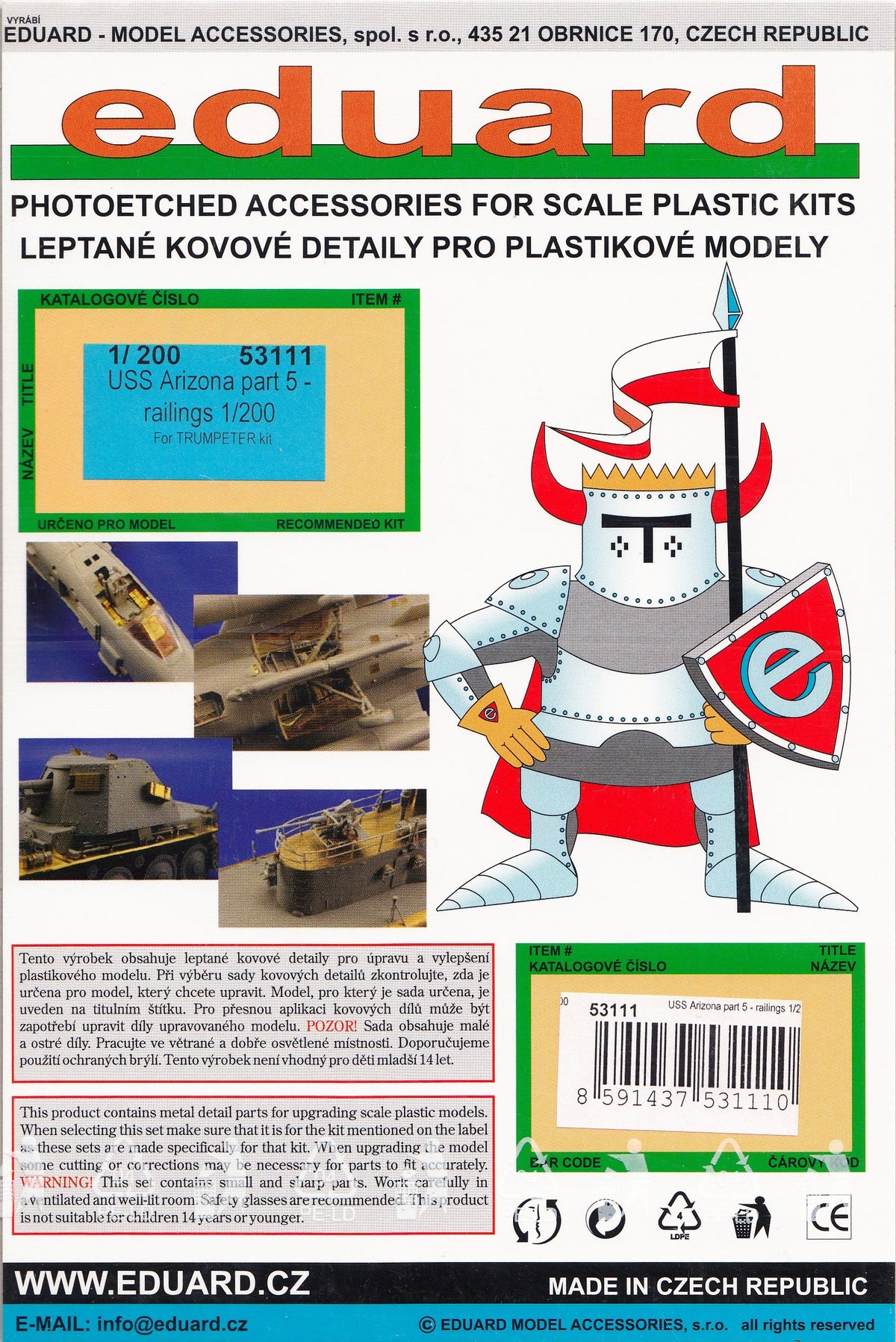 Eduard EDU53111 1:200 PE - USS Arizona Detail Set Part 5 - Railings (for use with The Trumpeter kit) MODEL KIT ACCESSORY