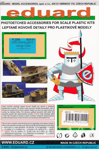 Eduard EDU53111 1:200 PE - USS Arizona Detail Set Part 5 - Railings (for use with The Trumpeter kit) MODEL KIT ACCESSORY