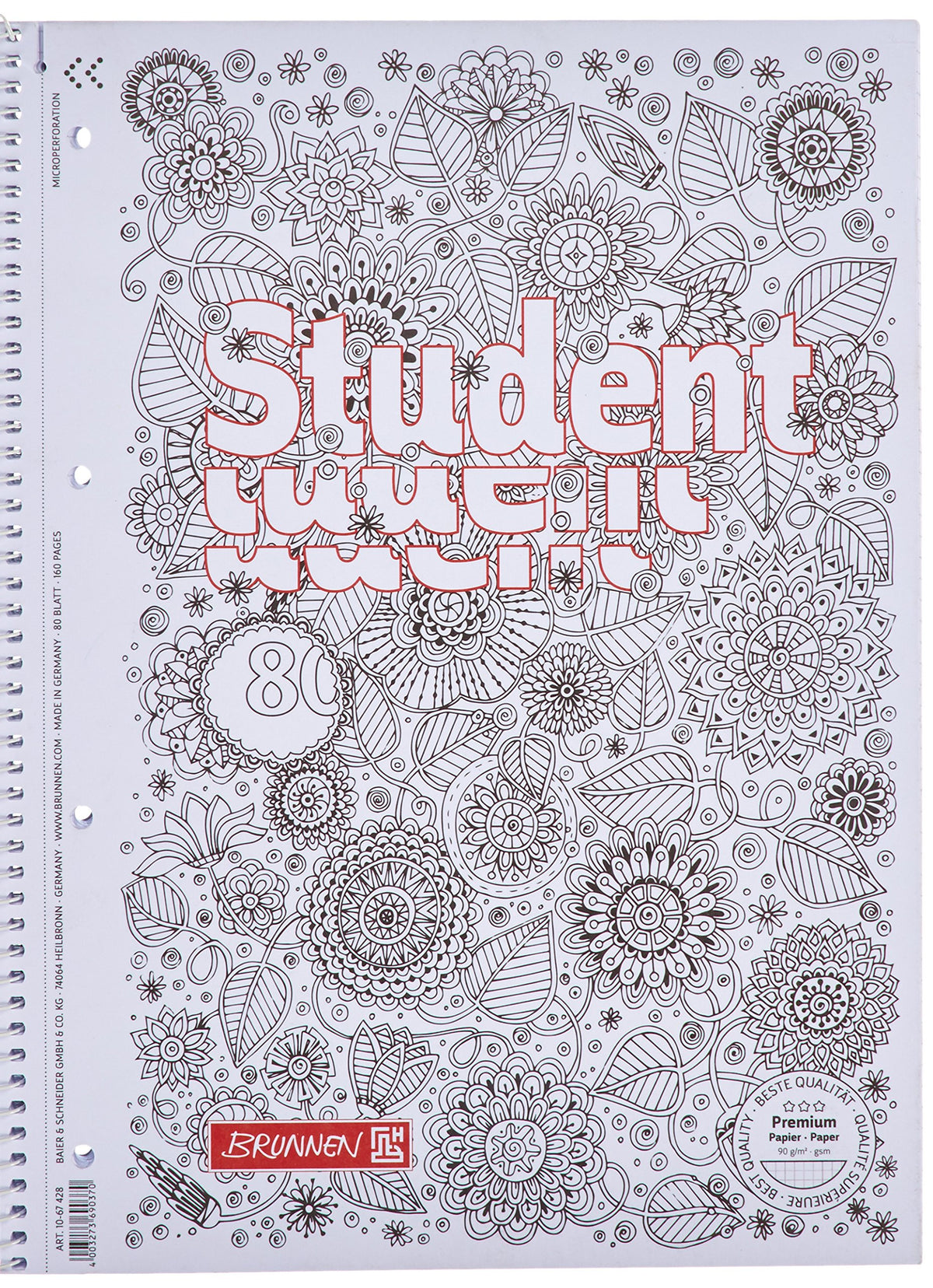 Brunnen 1067427 Colour Code Notebook/Notepad Student (Square A4, 28 Lines, 90 g/mÂ² 80 Pages)