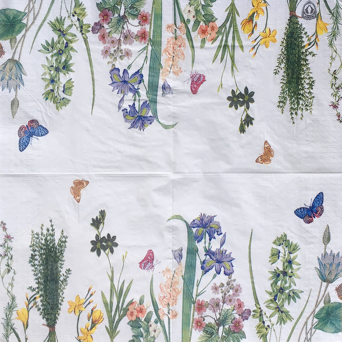 Colored Paper Napkins, 20 Count Shabby Chic Napkins for Wedding, Dinner Tea Party Shower (Iris & Butterfly)
