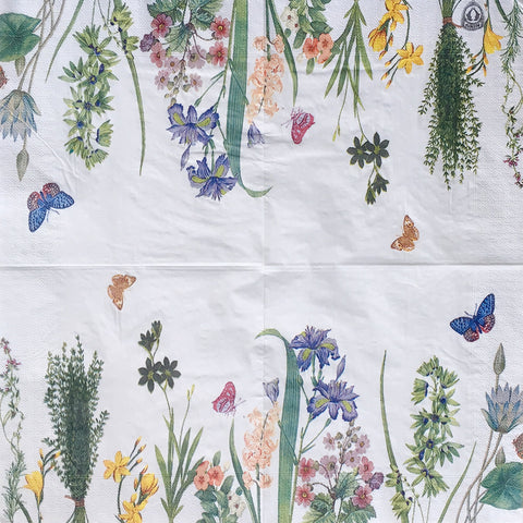 Colored Paper Napkins, 20 Count Shabby Chic Napkins for Wedding, Dinner Tea Party Shower (Iris & Butterfly)