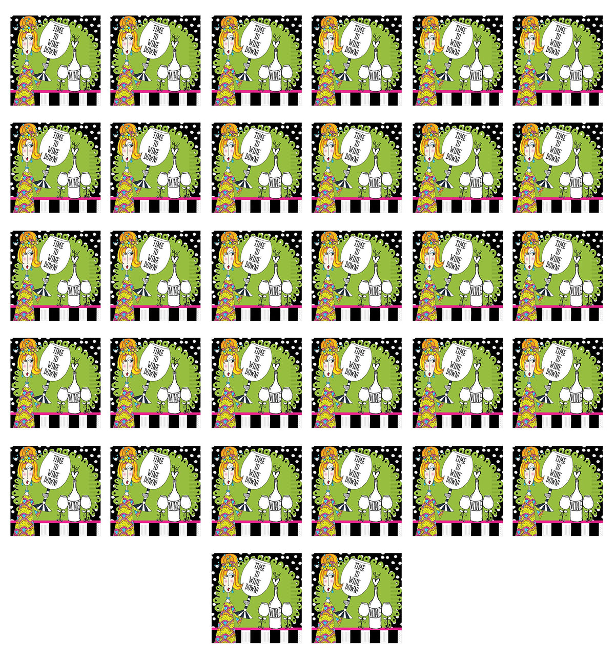 Beistle Dolly Mama's Wine Celebration Lunch Napkins 32 Piece Girls Night Out Party Supplies Birthday Decorations Tableware, 6.5" x 6.5", Multicolored