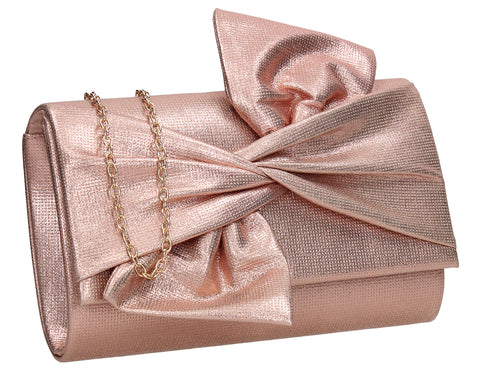 SwankySwans June Bow Style Clutch Bag Champagne