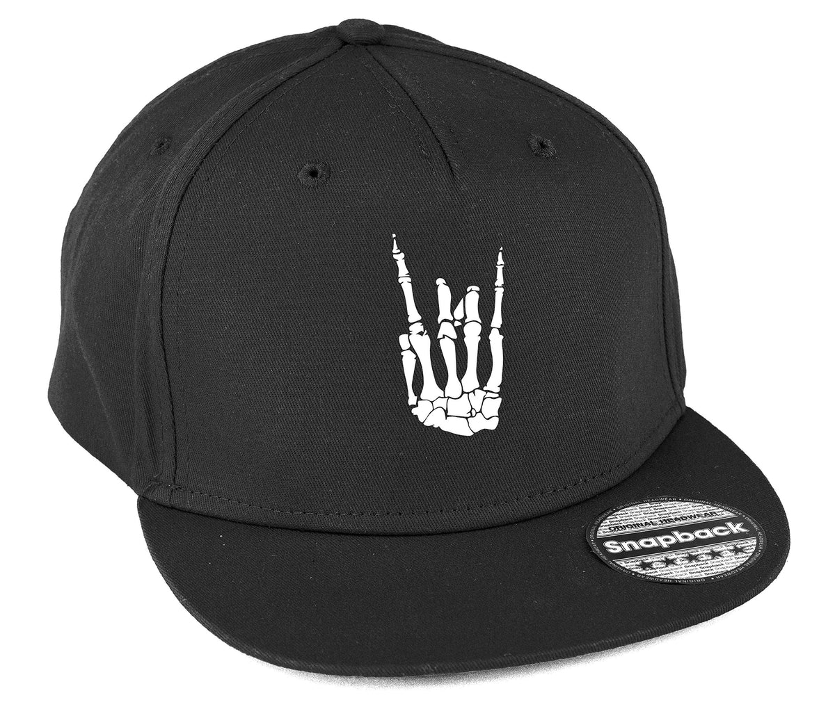 Hippowarehouse Skeleton Hand Snapback hat Premium Printed 5 Panel Flat Peak Cotton OneSize Adults Black