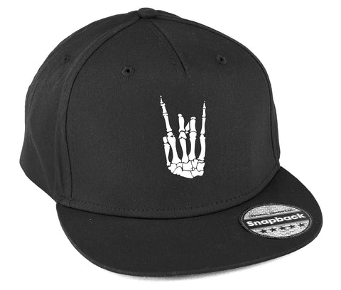 Hippowarehouse Skeleton Hand Snapback hat Premium Printed 5 Panel Flat Peak Cotton OneSize Adults Black