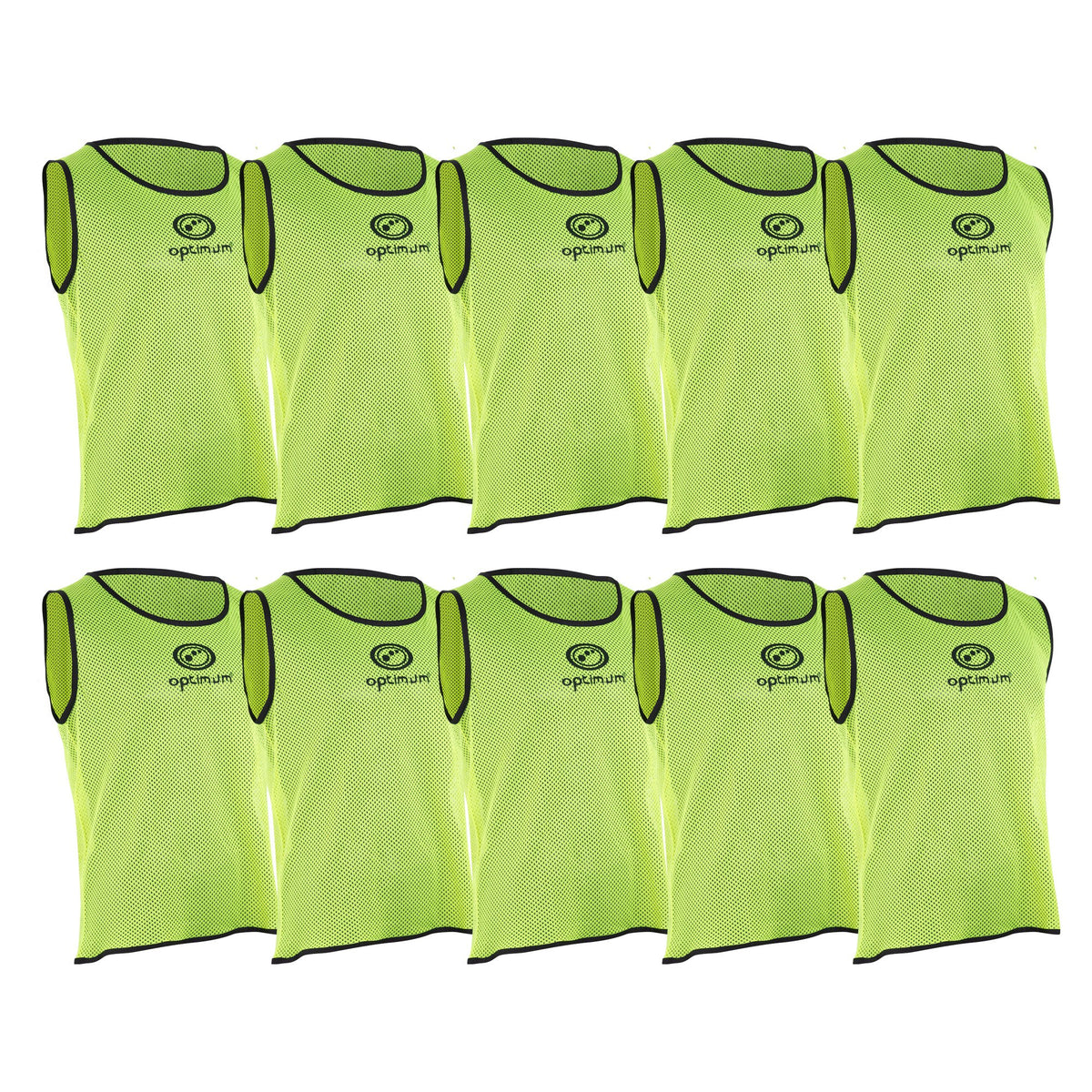 Optimum Unisex's Training Bib - Pro Grade Mesh Polyester Training Bib - Vibrant Colours Anti-Sweat Training Bib for Sports and Activities - (Pack of 10) Yellow, Medium