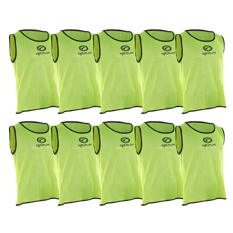 Optimum Unisex's Training Bib - Pro Grade Mesh Polyester Training Bib - Vibrant Colours Anti-Sweat Training Bib for Sports and Activities - (Pack of 10) Yellow, Medium