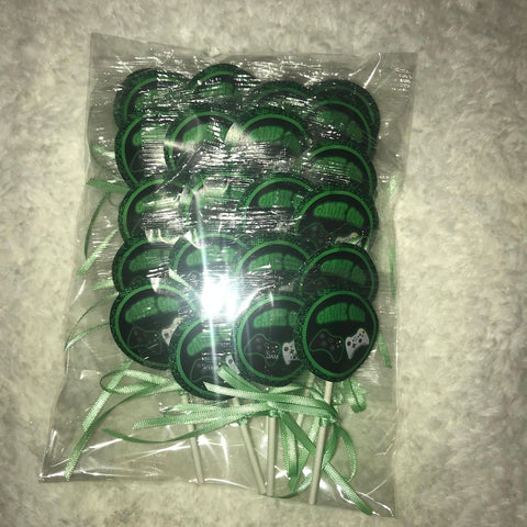 Game On Video Game Controller Lollipops Party Favors Supplies Decorations Lollipops with Lime Mint Green Ribbon Bows Party Favors -12 pcs, Pixel Party Video Game Truck Party
