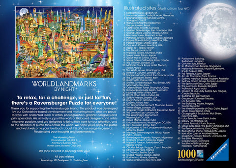 Ravensburger World Landmarks at Night 1000 Piece Jigsaw Puzzle for Adults & Kids Age 12 Years Up