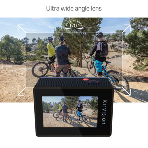 Kitvision Escape 4K Action Camera Ultra-High Definition Action Camera with Wi-Fi and Mounting Accessories, 120 fps/16 MP, Waterproof Up to 30 m-2 Inch LCD Display and Microphone