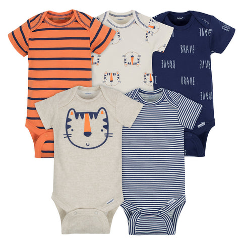 Gerber Baby 5 Pack Onesies, Tiger, 0-3