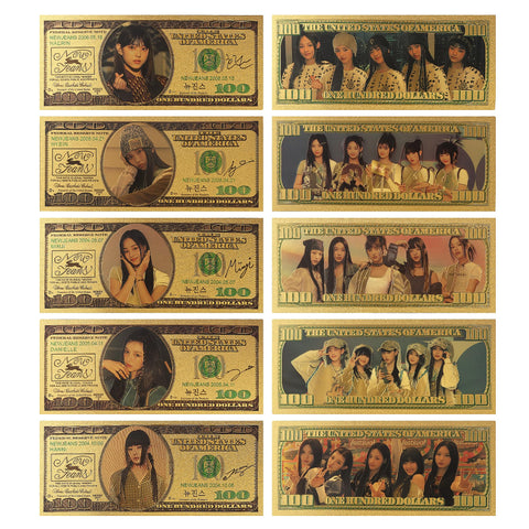 Kpop Merch for NewJeans Limited Edition Gold foil Bookmark Set Collectibles banknotes Gift (5pcsPrinting on 2 Side)
