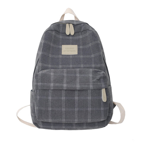 JHTPSLR Light Academia Aesthetic Backpack Plaid Preppy Backpack Teen Girls Book Bags Back to School Backpack Supplies (Grey)