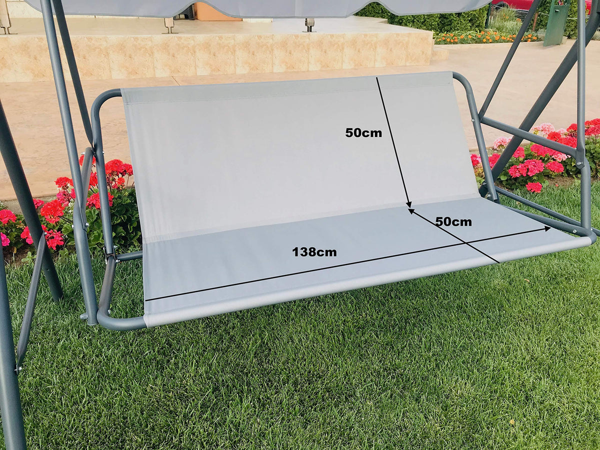 Replacement Swing Seat Cover Garden Swing Seat Cover Hammock Chair Garden Furniture Swing Chair Outdoor Garden Chair Covers Bench Cover (138cm x 50cm x 50 cm, Grey)