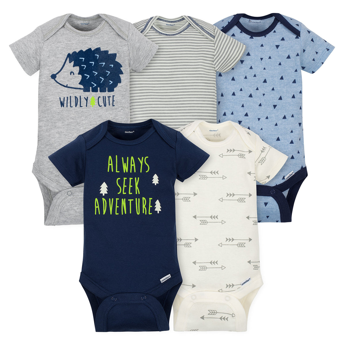 Gerber Baby 5 Pack Onesies, Hedgehog, NB