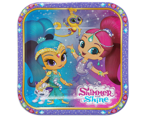 Shimmer & Shine Square Paper Plates - 7" | Multicolor | Pack of 8