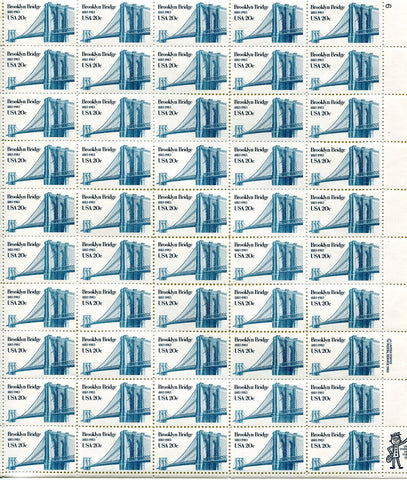 Scott 2041: Brooklyn Bridge - Sheet of Fifty 20c Stamps