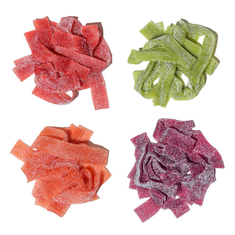 JOYRIDE sweets sour strips all natural candy launch pack four Flavors- pink lemonade , blue raspberry, strawberry, green apple