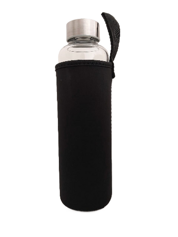 Generic Drinking Glass Bottle Black With Nylon Sleeve 550ml
