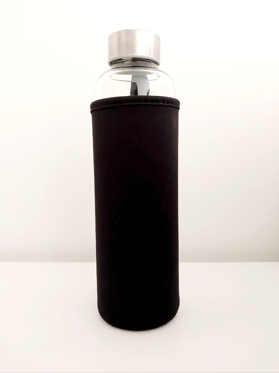 Generic Drinking Glass Bottle Black With Nylon Sleeve 550ml