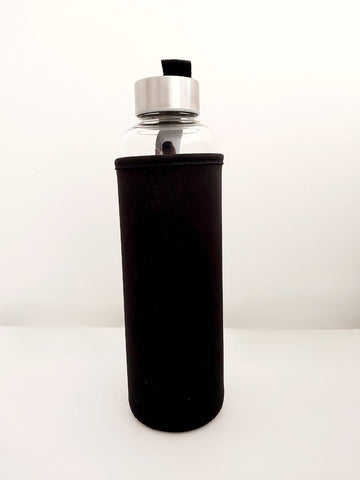 Generic Drinking Glass Bottle Black With Nylon Sleeve 550ml
