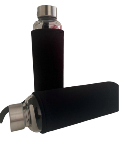 Generic Drinking Glass Bottle Black With Nylon Sleeve 550ml