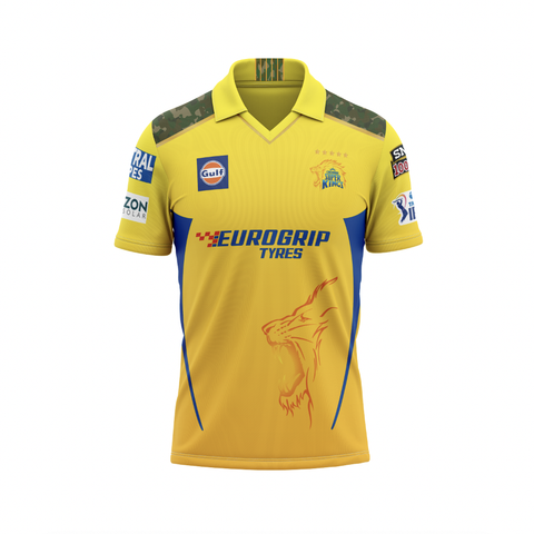 Chennai Super Kings IPL 2024 Official Fan Jersey - Dhoni 7 - Adult Half Sleeve