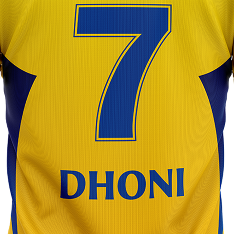 Chennai Super Kings IPL 2024 Official Fan Jersey - Dhoni 7 - Adult Half Sleeve