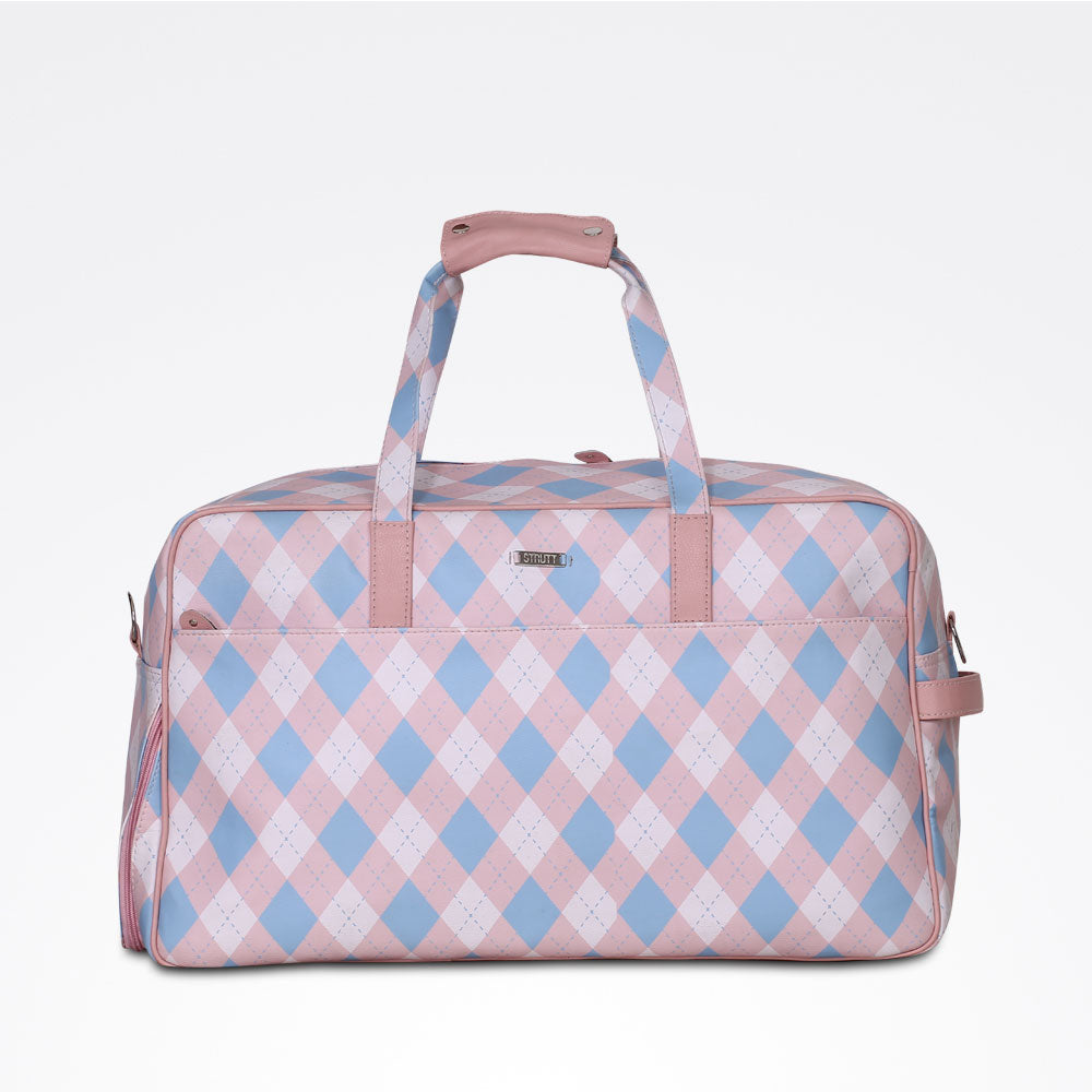 STRUTT 38 Ltr Pink British Check Weekender Bag Travel Duffle Bag