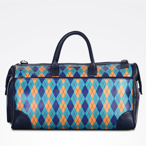 STRUTT 38 Ltr Blue British Check Weekender Bag Travel Multipurpose Duffle Bag