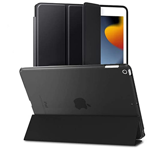 ProElite Smart Trifold Flip Stand Case Cover for Apple iPad 10.2" 9th Gen (2021) / 8th Gen / 7th Gen, Translucent Back, Black