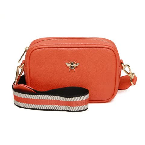 Alice Wheeler LONDON Mini Mayfair With Webbing Strap Cross-Body Bag Shoulder Bag (Orange)