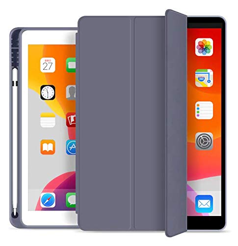 MOCA [Soft Back] [Pencil Holder] Smart Flip Cover Case for iPad Air 2 A1566 A1567 (2014 Launched) iPad Flip Cover Case (Blue)